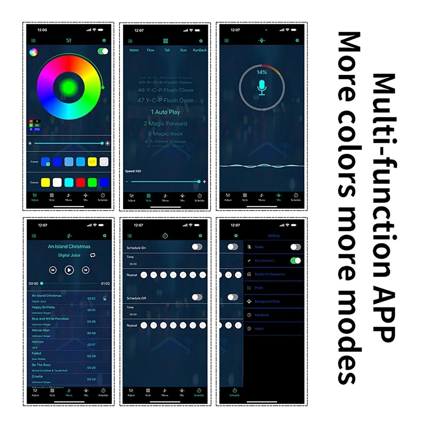 APP Car Music Ambience Light 64 Color Music Rhythm Lamp Aigi
