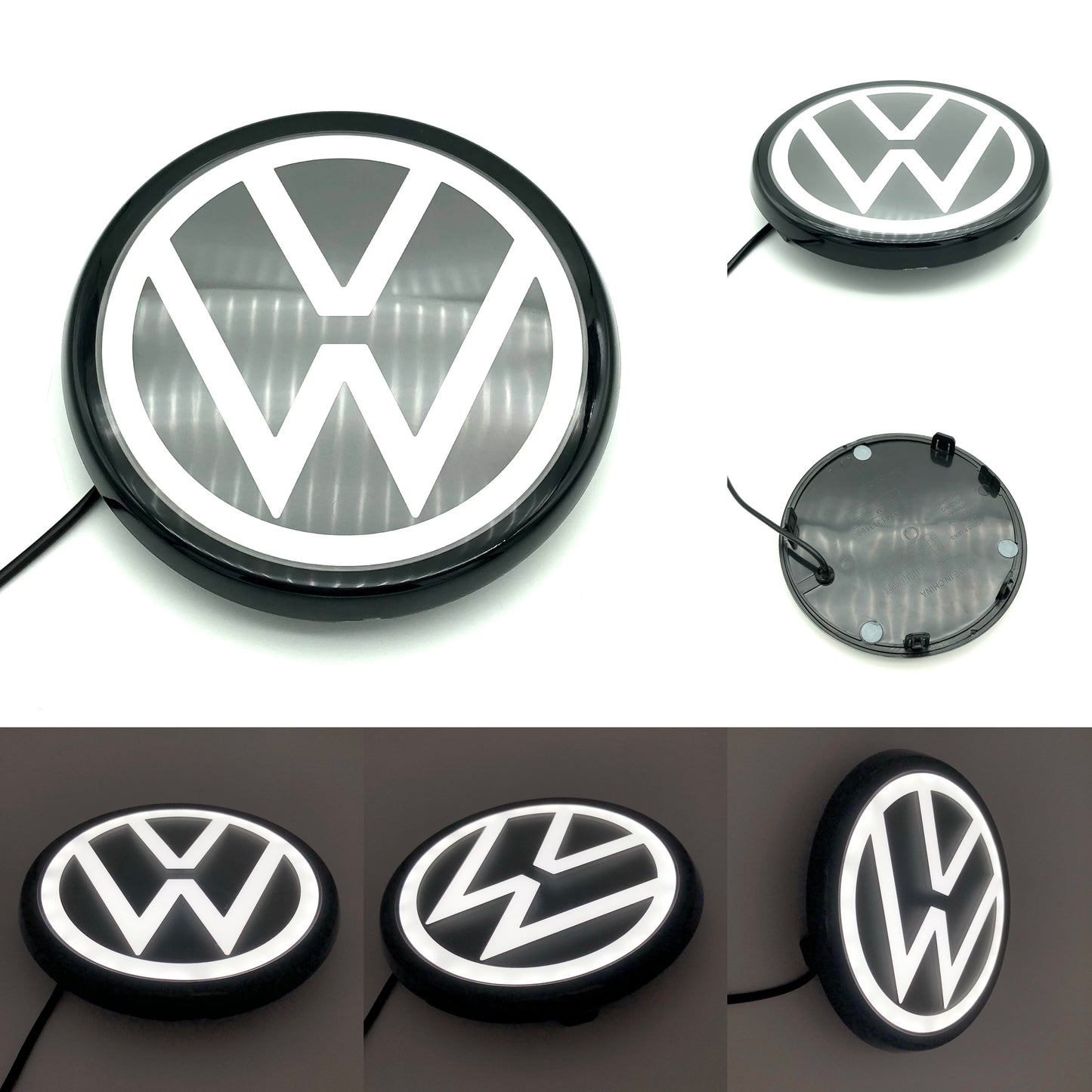 Volkswagen logo front grill LED mirror illuminated emblem ACC radar compatible-1