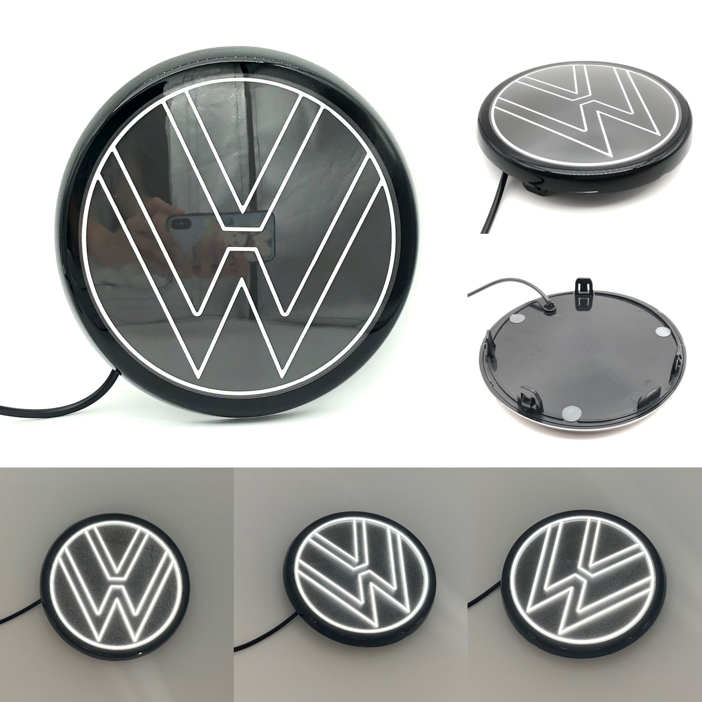 Volkswagen logo front grill LED mirror illuminated emblem ACC radar compatible-2