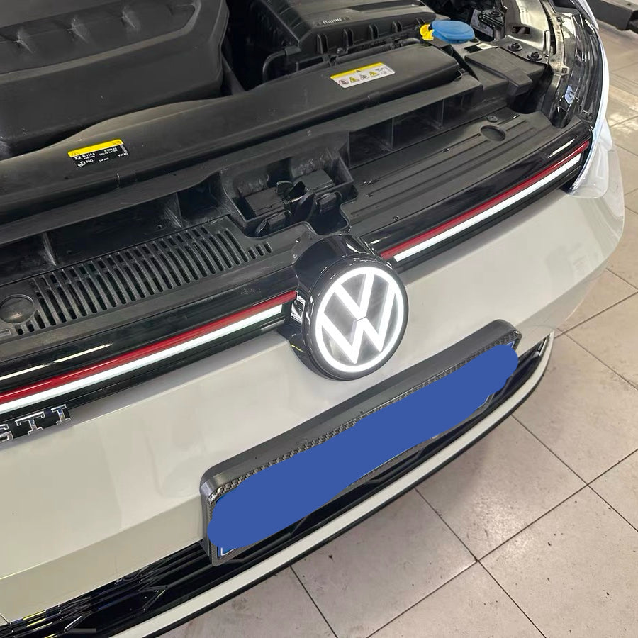 Volkswagen logo front grill LED mirror illuminated emblem ACC radar compatible-7