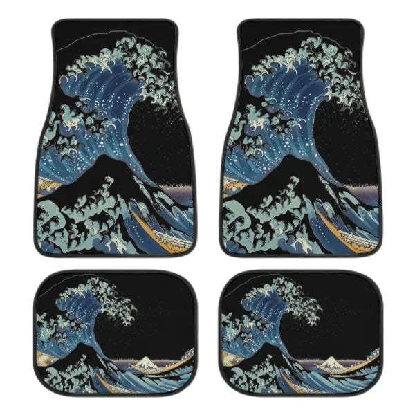The Great Wave Off Kanagawa Car Floor Mats 4 Pieces Car Rubber Floor Mats Full Set, All Weather Mats for SUV Sedan Trucks Sticker Boss