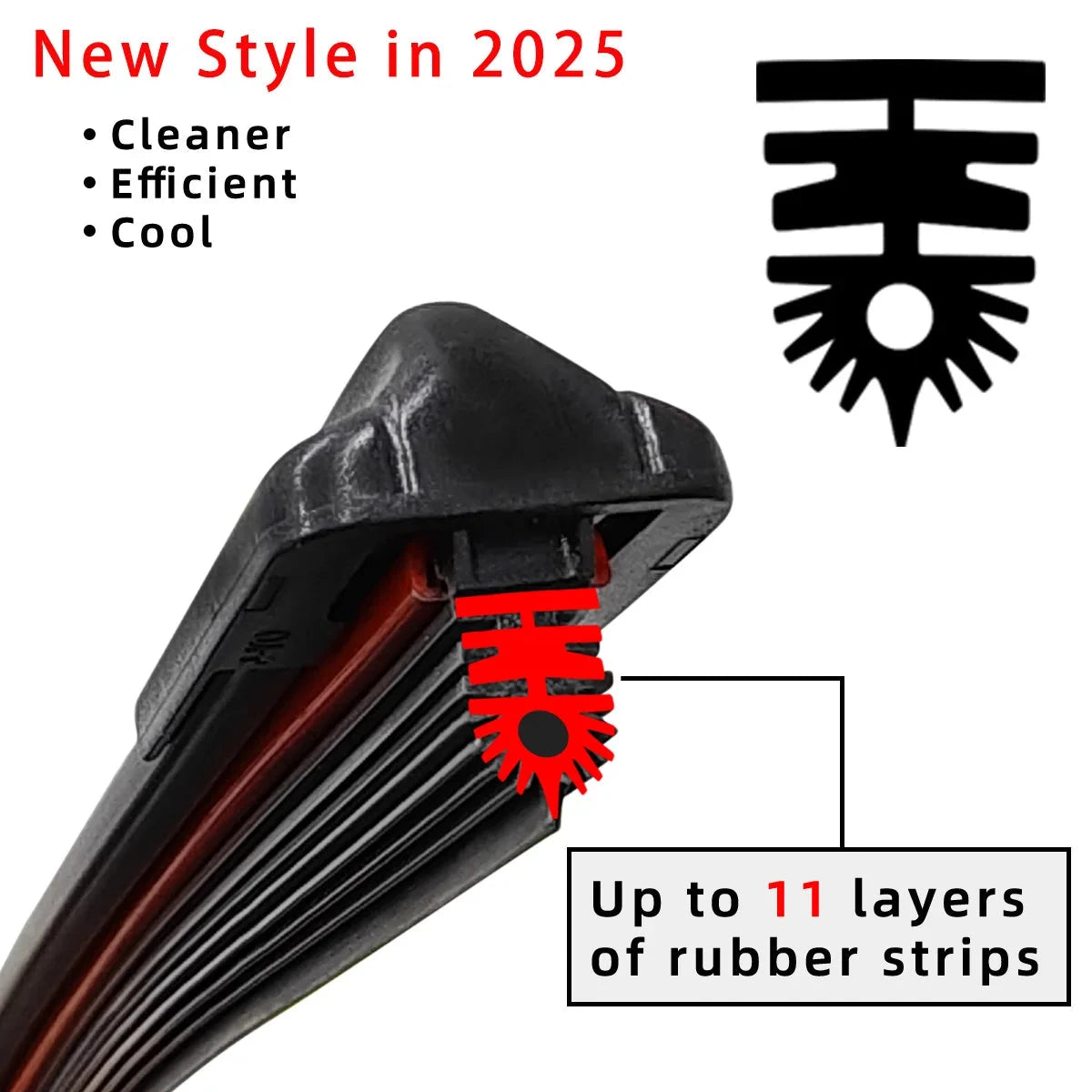 Car Front Windshield Wiper Blade 11 Layer Rubber Strip Wiper Blade J/U-Shaped Wiper Blade 14"15"16"17"18"19"20"21"22"24"26"28" Sticker Boss