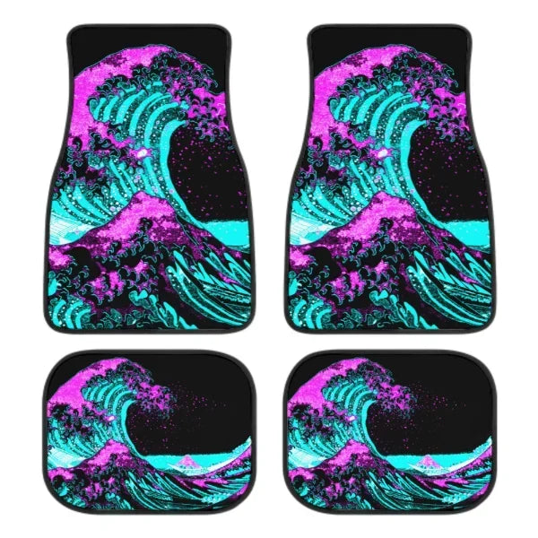 The Great Wave Off Kanagawa Car Floor Mats 4 Pieces Car Rubber Floor Mats Full Set, All Weather Mats for SUV Sedan Trucks Sticker Boss