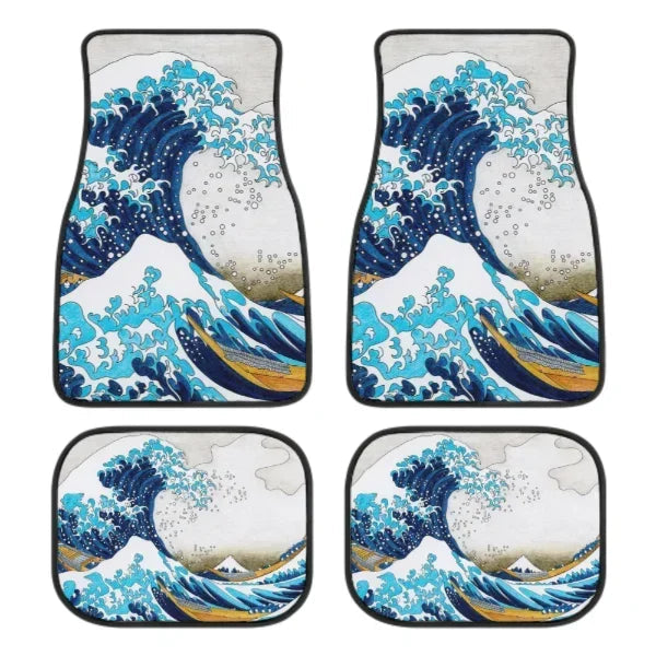 The Great Wave Off Kanagawa Car Floor Mats 4 Pieces Car Rubber Floor Mats Full Set, All Weather Mats for SUV Sedan Trucks Sticker Boss