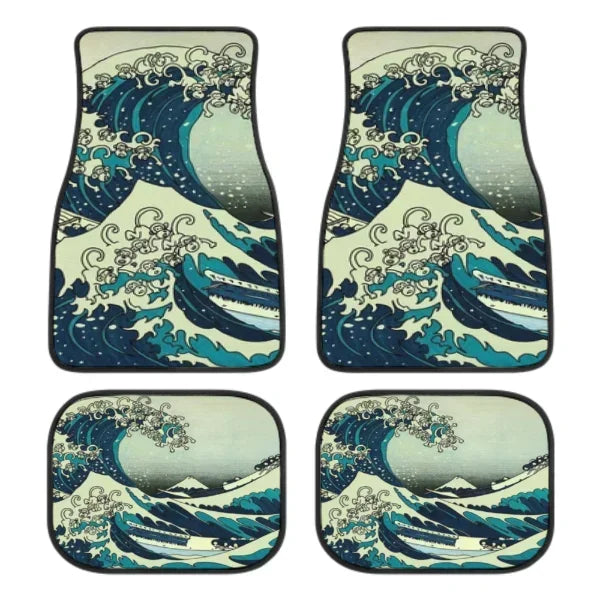 The Great Wave Off Kanagawa Car Floor Mats 4 Pieces Car Rubber Floor Mats Full Set, All Weather Mats for SUV Sedan Trucks Sticker Boss