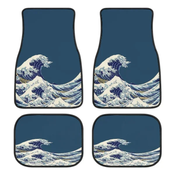 The Great Wave Off Kanagawa Car Floor Mats 4 Pieces Car Rubber Floor Mats Full Set, All Weather Mats for SUV Sedan Trucks Sticker Boss