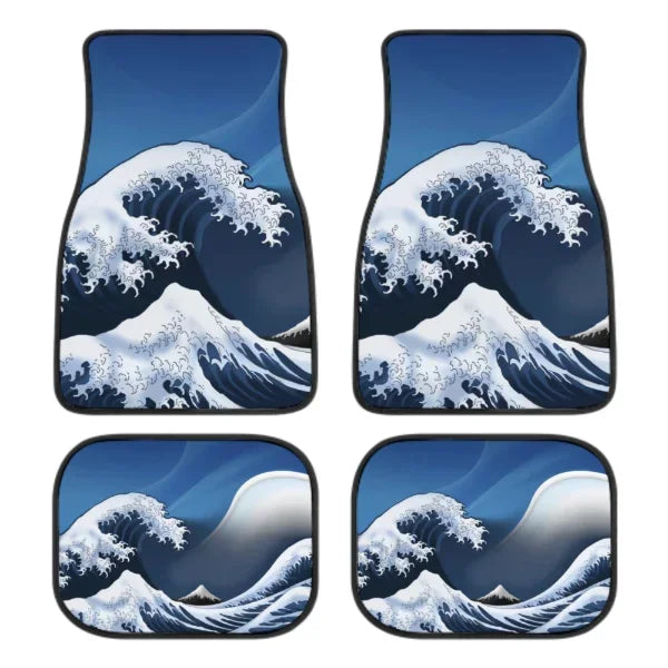 The Great Wave Off Kanagawa Car Floor Mats 4 Pieces Car Rubber Floor Mats Full Set, All Weather Mats for SUV Sedan Trucks Sticker Boss