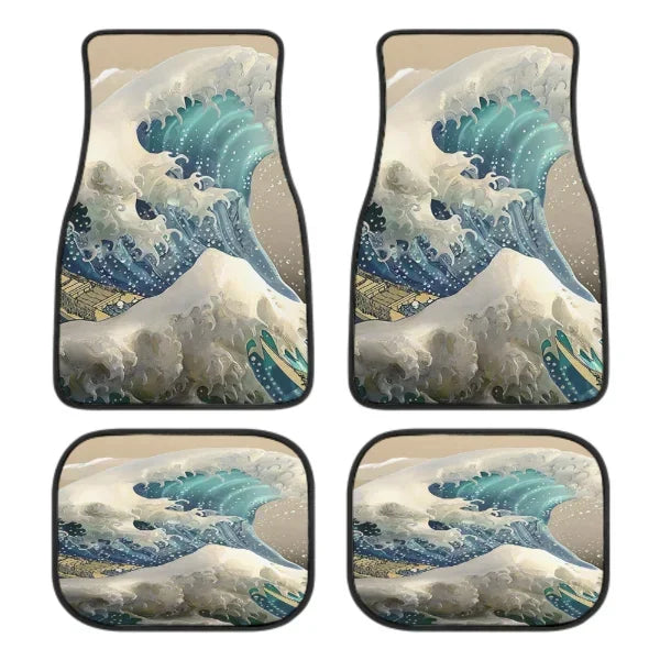 The Great Wave Off Kanagawa Car Floor Mats 4 Pieces Car Rubber Floor Mats Full Set, All Weather Mats for SUV Sedan Trucks Sticker Boss