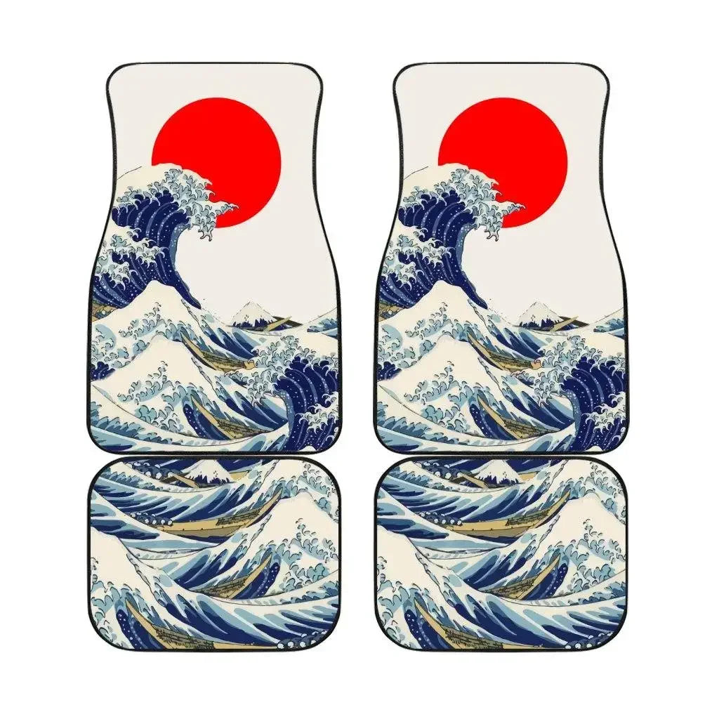 The Great Wave Off Kanagawa Car Floor Mats 4 Pieces Car Rubber Floor Mats Full Set, All Weather Mats for SUV Sedan Trucks Sticker Boss
