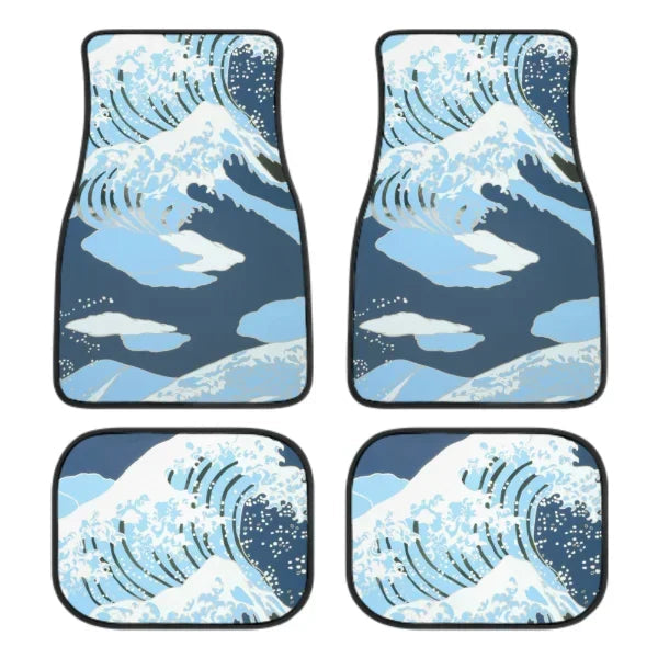 The Great Wave Off Kanagawa Car Floor Mats 4 Pieces Car Rubber Floor Mats Full Set, All Weather Mats for SUV Sedan Trucks Sticker Boss