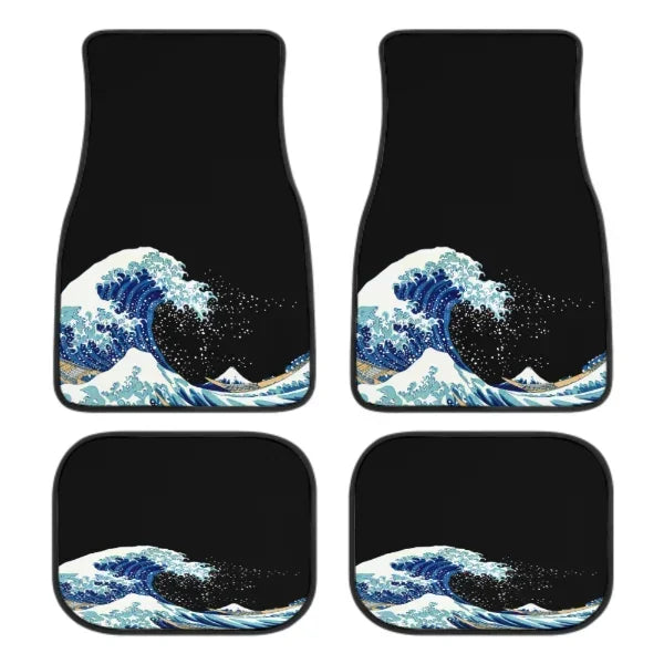 The Great Wave Off Kanagawa Car Floor Mats 4 Pieces Car Rubber Floor Mats Full Set, All Weather Mats for SUV Sedan Trucks Sticker Boss