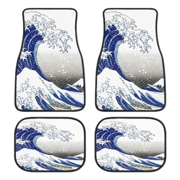 The Great Wave Off Kanagawa Car Floor Mats 4 Pieces Car Rubber Floor Mats Full Set, All Weather Mats for SUV Sedan Trucks Sticker Boss