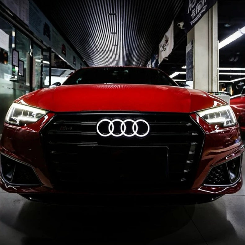 Highest quality crystal dynamic white Audi logo A4 A5 A6 A7 Q5 Q7 led front audi symbol light on the market with 2 years warranty-5